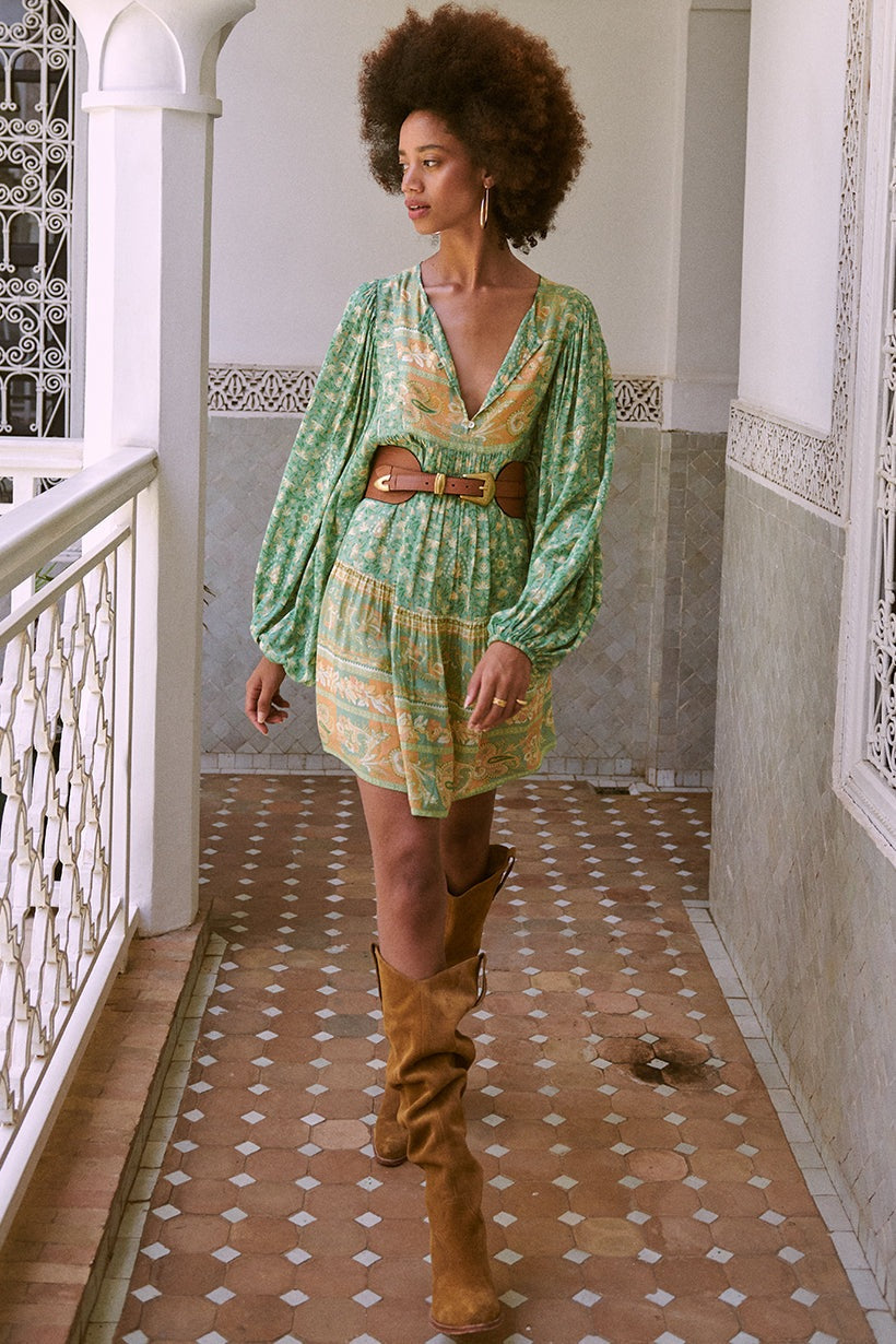 Pauline Laurent® | mini-robe paysanne avec imprimé splice