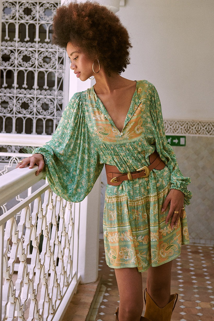 Pauline Laurent® | mini-robe paysanne avec imprimé splice
