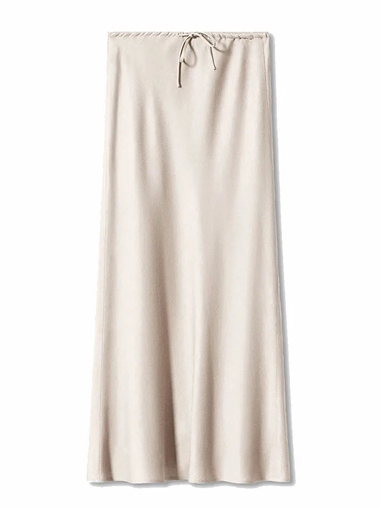 Sophie Paris I Jupe longue en satin taille haute
