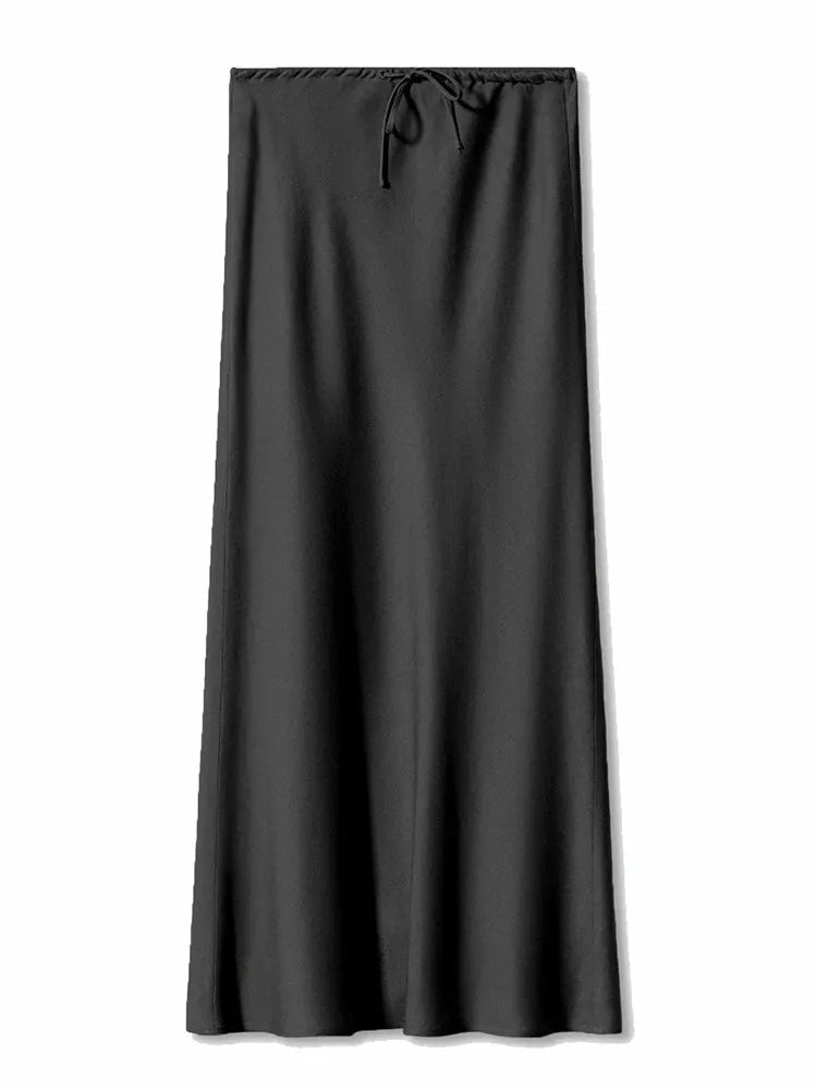 Sophie Paris I Jupe longue en satin taille haute