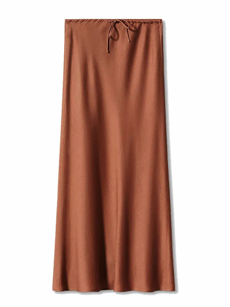 Sophie Paris I Jupe longue en satin taille haute