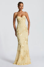 Robe longue à fines bretelles pour femme Élégante invitée mariage d'été