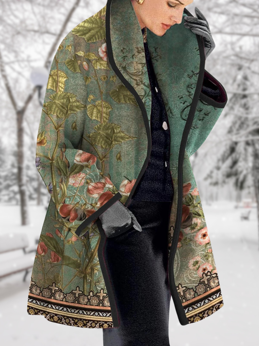 Alice Leroy® | Élégant Manteau Vintage à Motifs de Fleurs
