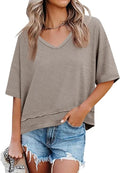 T Shirt Femme Col V Fluide Léger