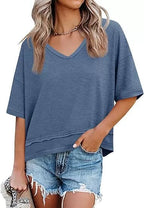 Profil du t-shirt femme fluide à col V