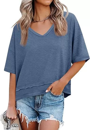 Profil du t-shirt femme fluide à col V