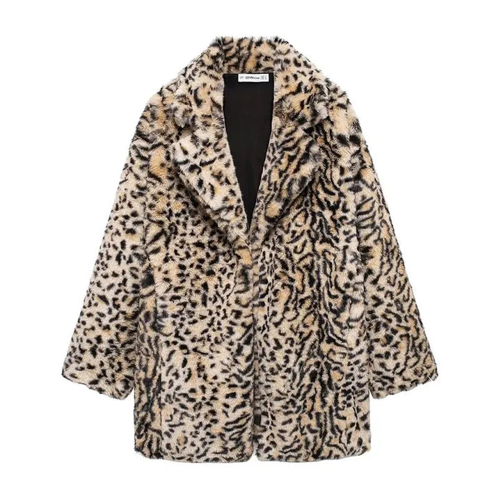 Elodie Lavin® | Manteau en fausse fourrure à imprimé léopard