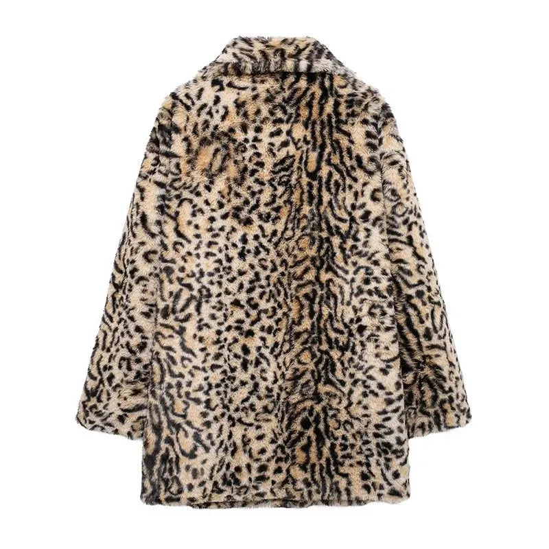 Elodie Lavin® | Manteau en fausse fourrure à imprimé léopard