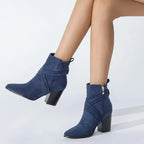 Sophie Paris I Bottines à Talon avec Détails de Zip et Lanières