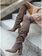 Sophie Paris I Bottes Hautes Souples avec Talon Épais