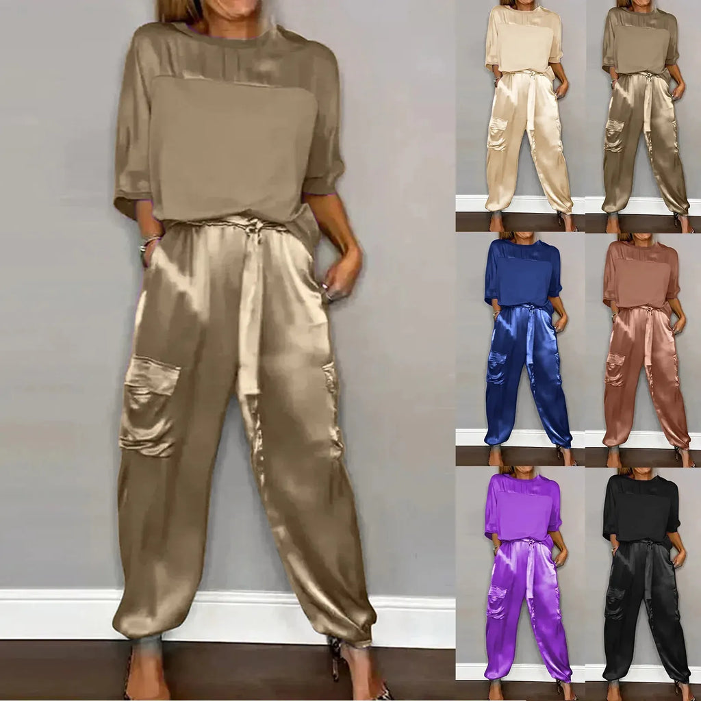 Sophie Paris I Satin Ensemble lounge deux pièces