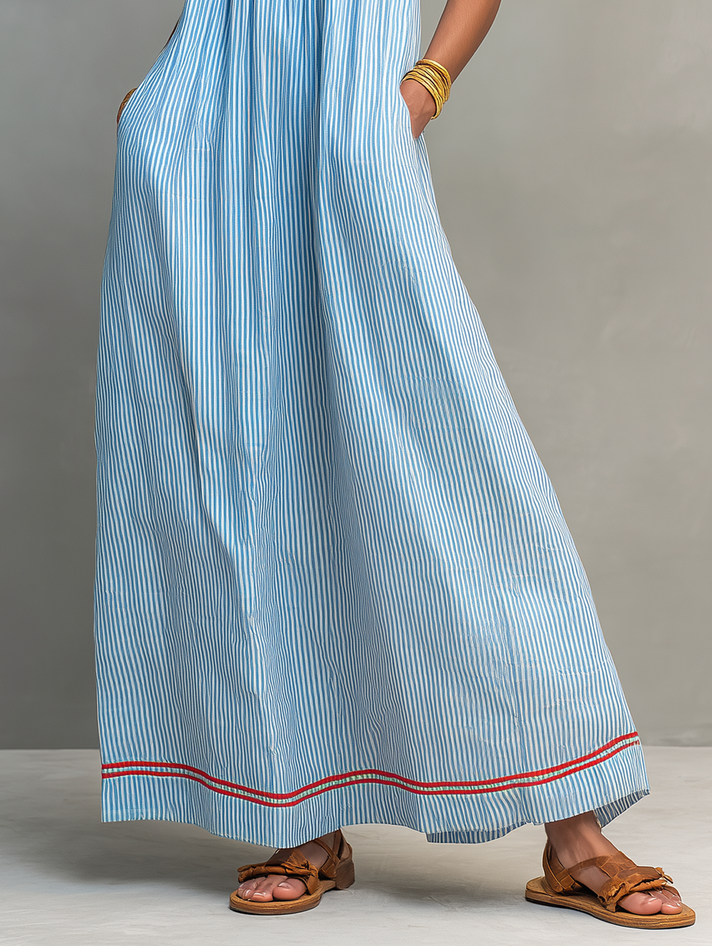 Robe Maxi à bretelles spaghetti rayée