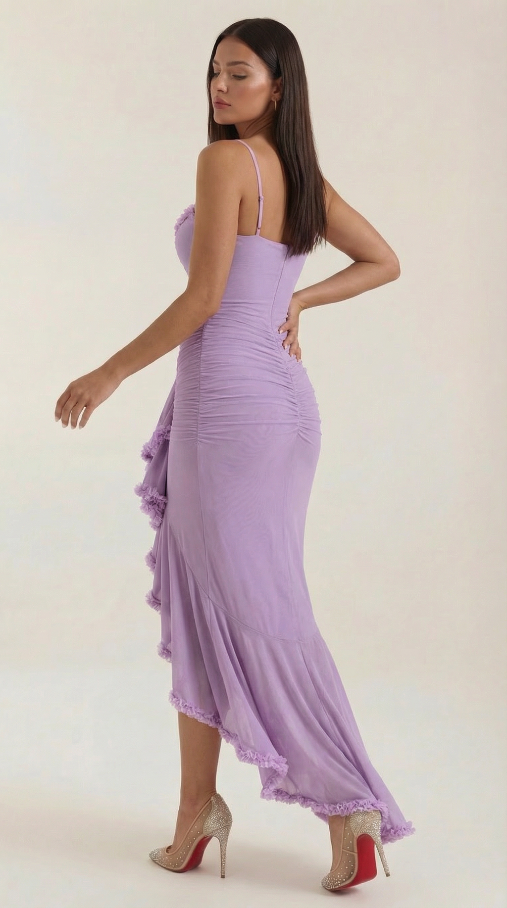 Robe maxi asymétrique à volants pour femmes
