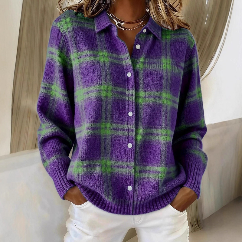 Pull à carreaux douillet pour femmes