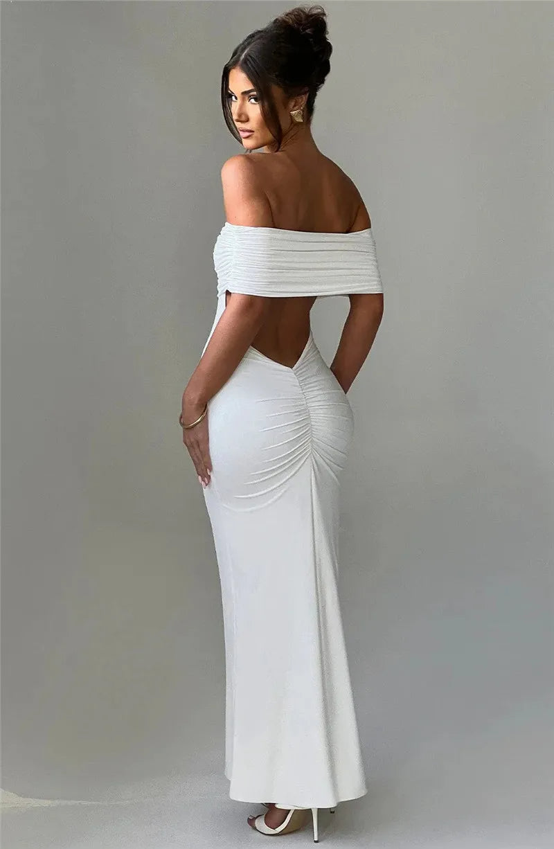 Robe maxi dos nu sans bretelles pour femmes