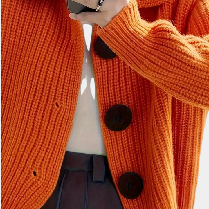 Cardigan élégant à gros boutons pour l'automne et l'hiver