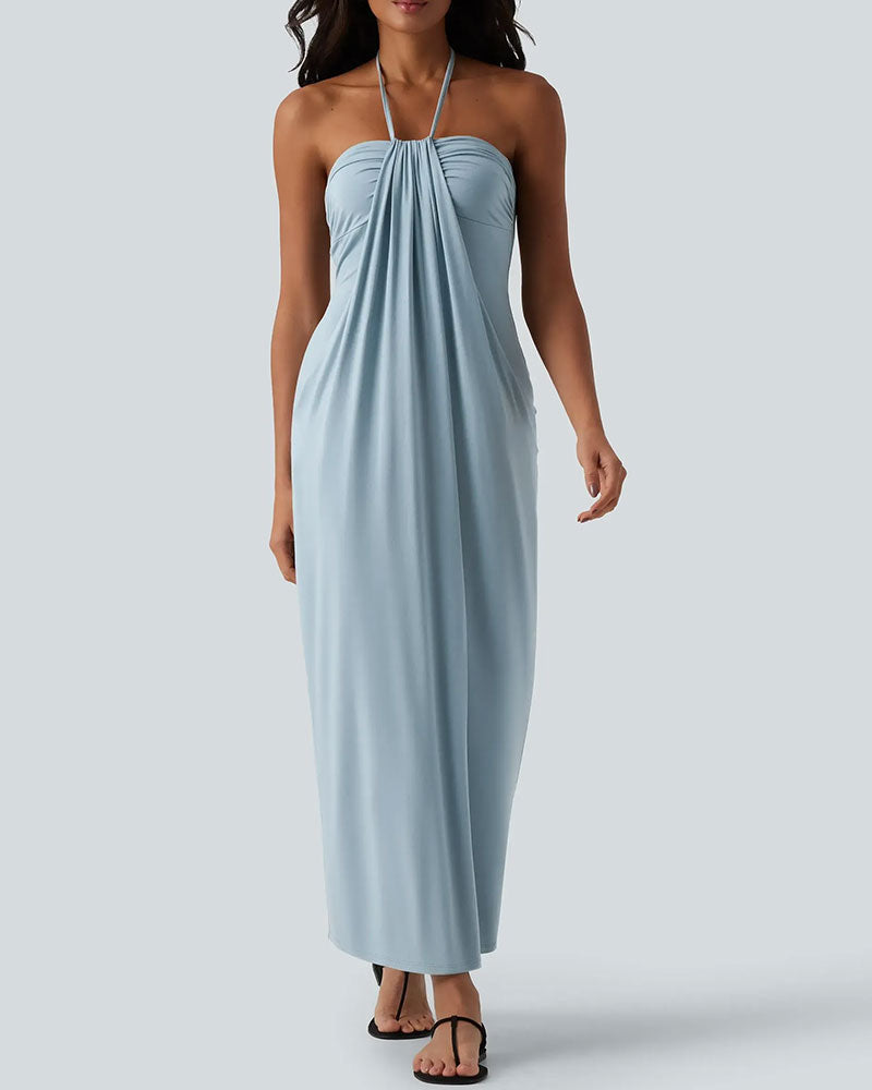 Robe Maxi Drapée À Col Halter Femme