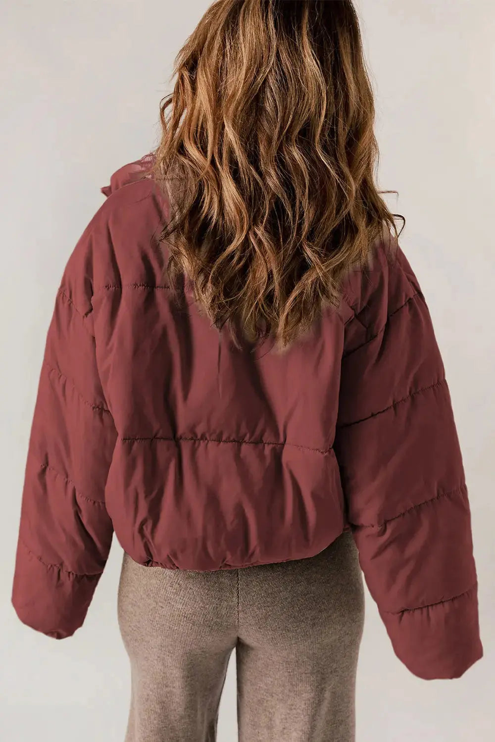 Manteau Long Chic à Col avec Fermeture Éclair pour Superposition Élégante