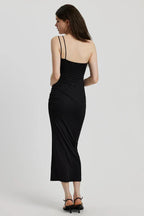 Robe longue noire élégante sans manches pour femme