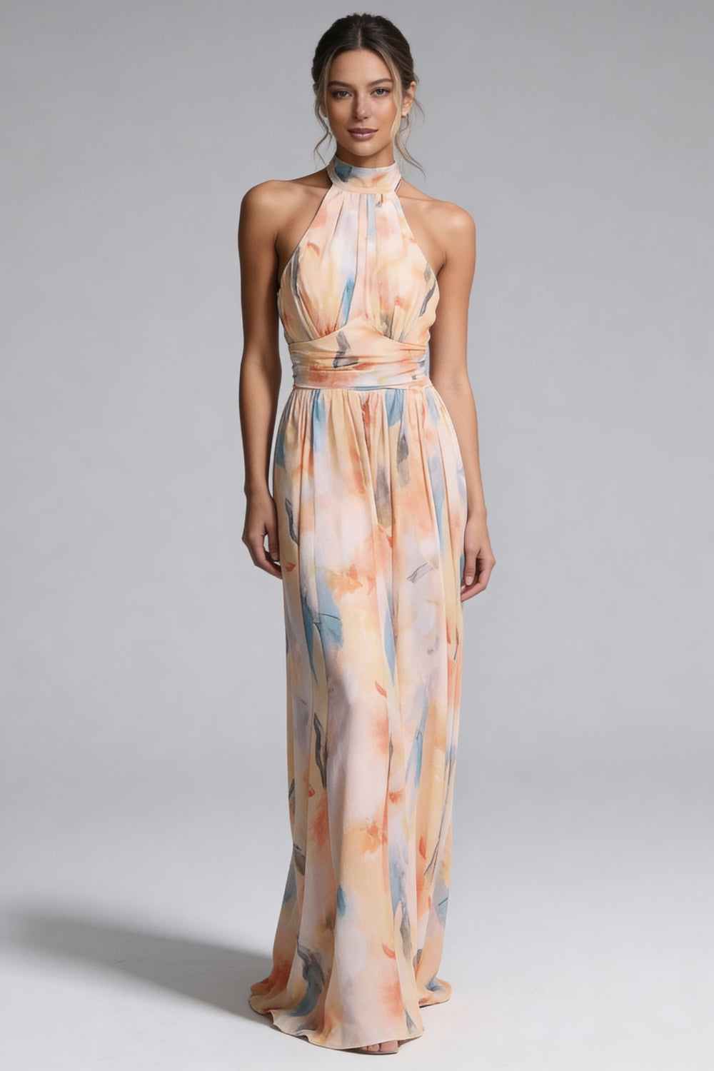 Robe longue élégante à col licou