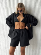 Ensemble en lin avec pantalon et short pour l'été