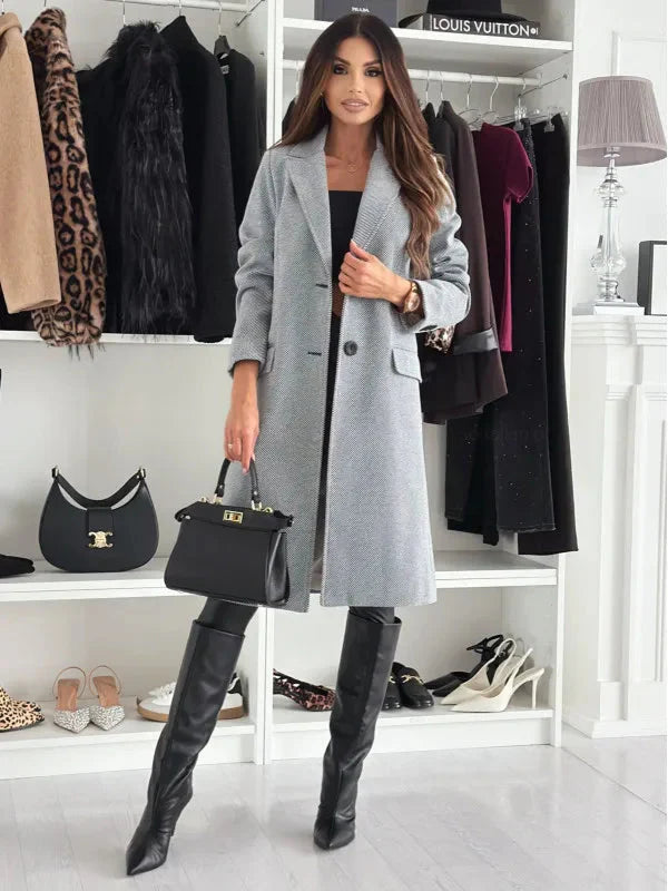 Manteau d'hiver long chic en laine pour femme