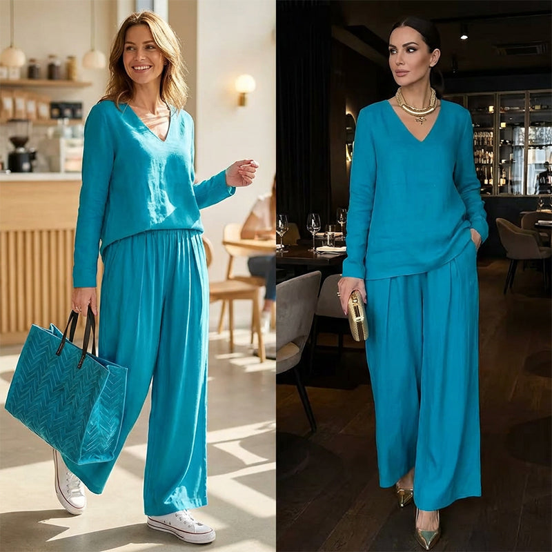 Ensemble détente col en V confortable pour femmes