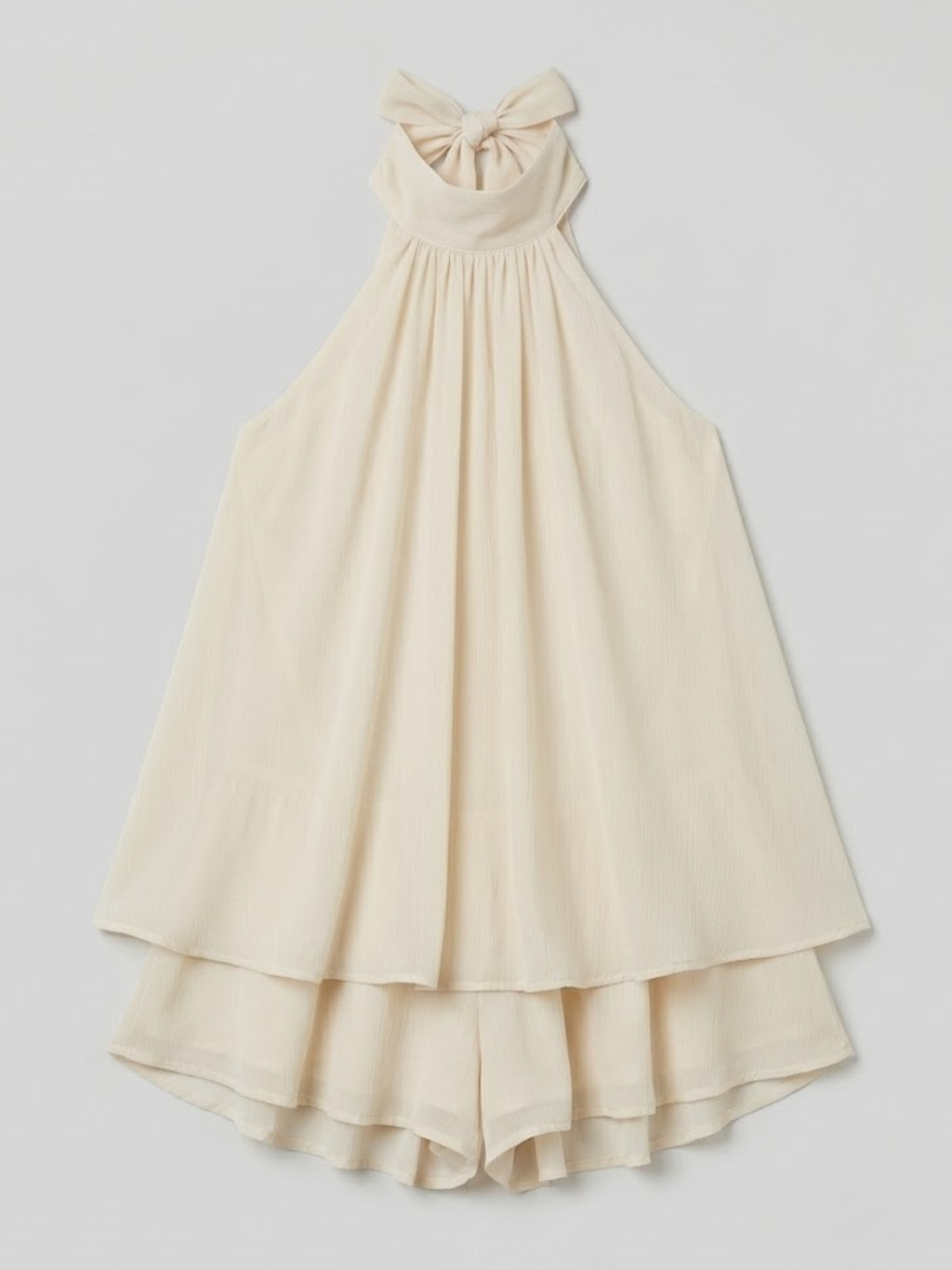 Robe mini sans manches à col licou pour femme avec ourlet à double volant