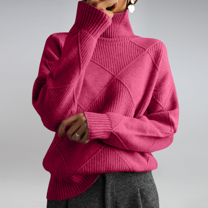 Pull à col roulé en tricot géométrique confortable