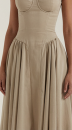 Robe mi-longue corset florale pour femme avec décolleté en cœur