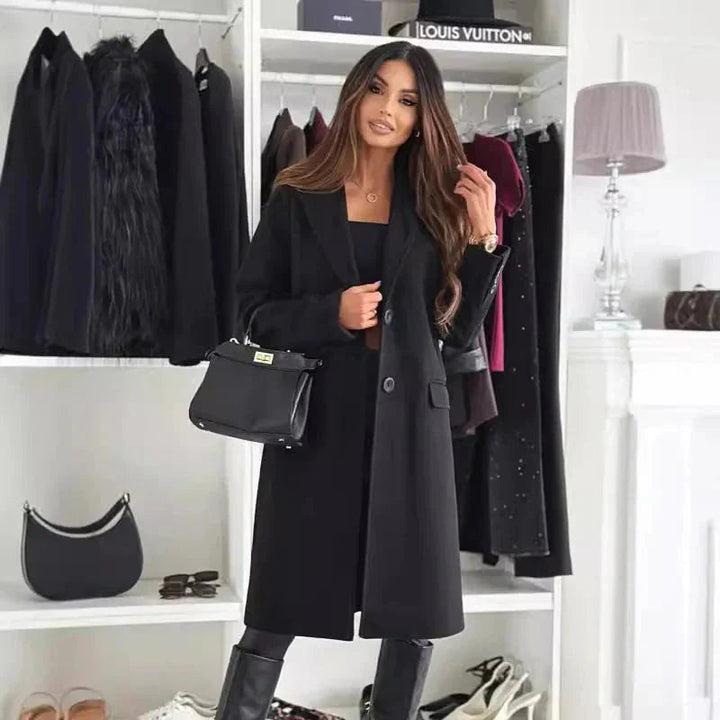 Manteau d'hiver long chic en laine pour femme