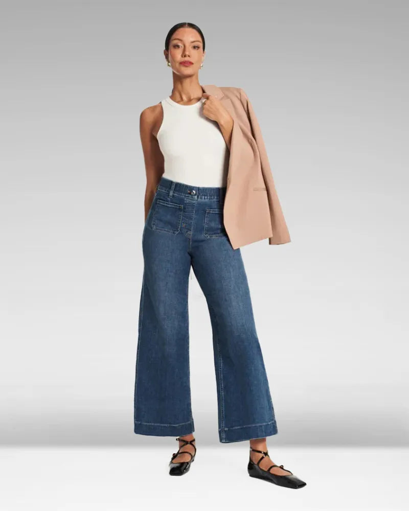 Jean chic taille haute à jambes larges