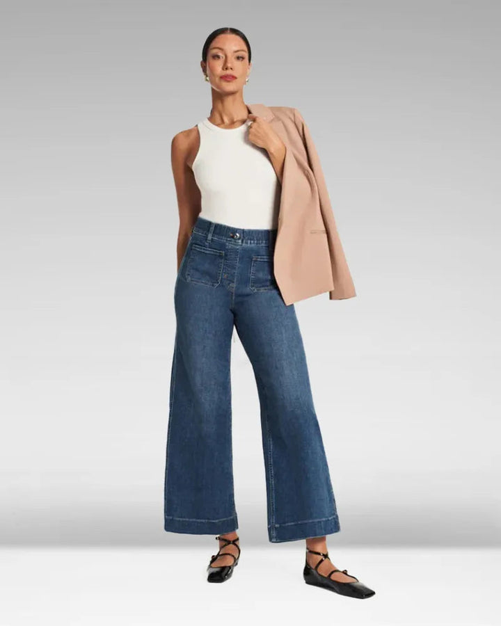 Jean chic taille haute à jambes larges