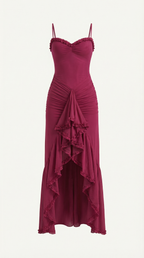 Robe maxi asymétrique à volants pour femmes