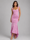 Robe longue corset florale pour femmes