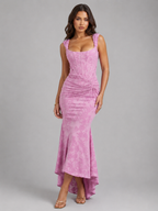 Robe longue corset florale pour femmes
