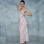 Robe Maxi Dos Nu Plongeant Fleurie Mode Été