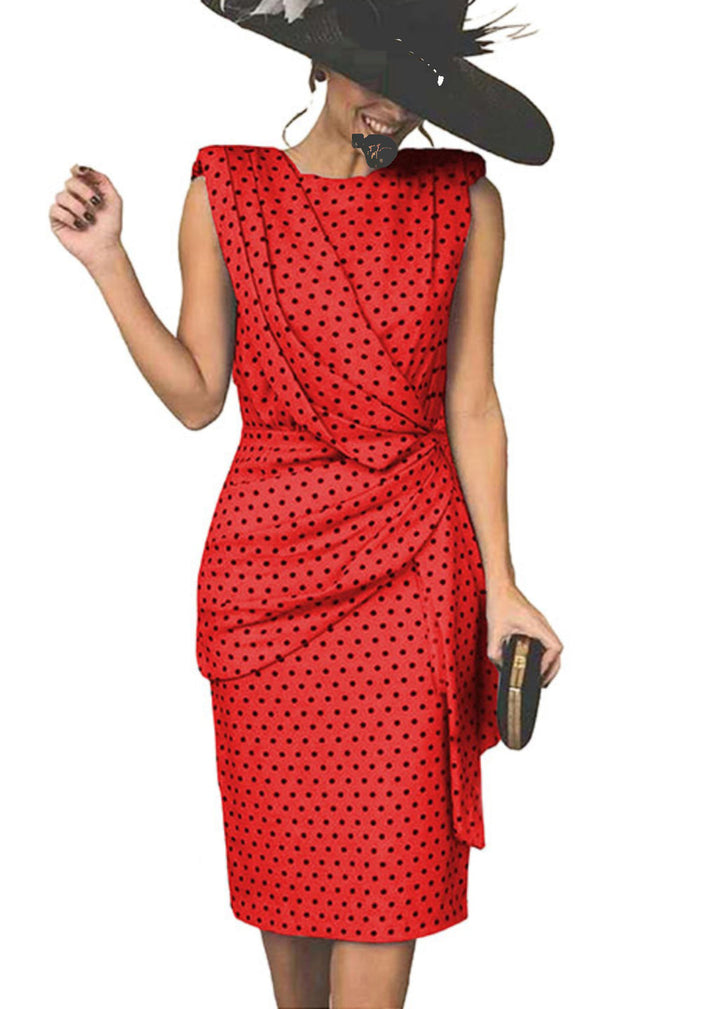 Robe portefeuille asymétrique à pois bleus bohème pour l'été