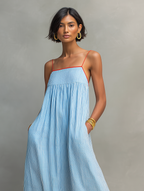 Robe Maxi à bretelles spaghetti rayée