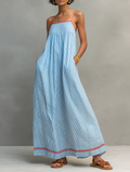 Robe Maxi à bretelles spaghetti rayée