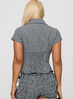 Blouse boutonnée à carreaux vichy pour femme