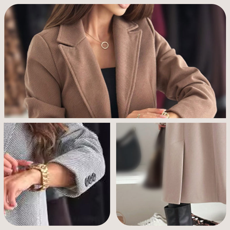 Manteau d'hiver long chic en laine pour femme