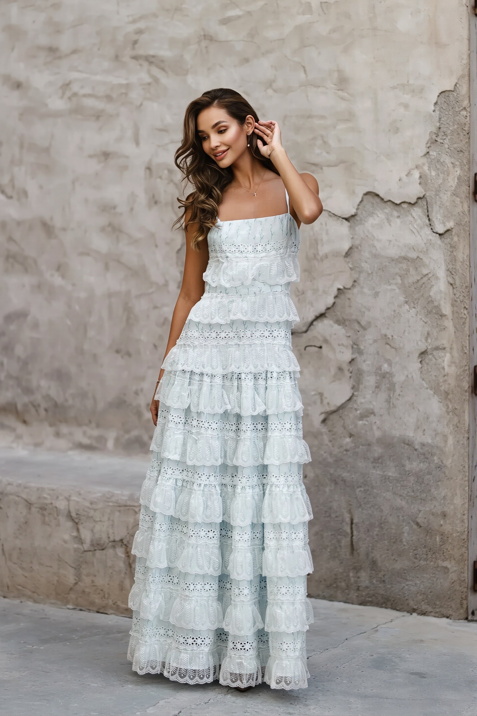 Robe maxi col V imprimée femme, style estival et féminin