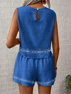 Ensemble décontracté tissé imprimé floral rétro
