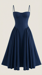 Robe mi-longue corset florale pour femme avec décolleté en cœur