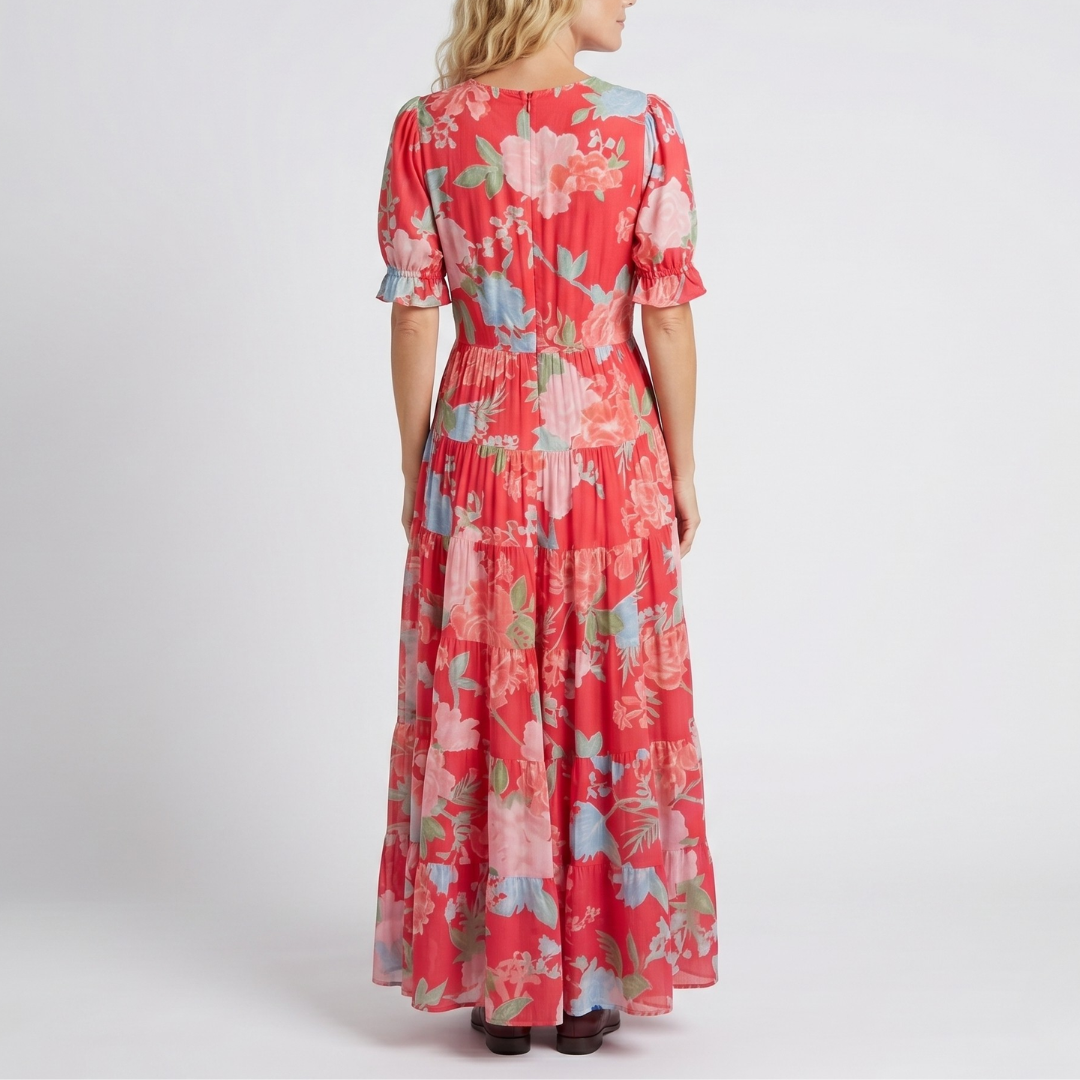 Minelda - Robe élégante à col en V avec motif floral