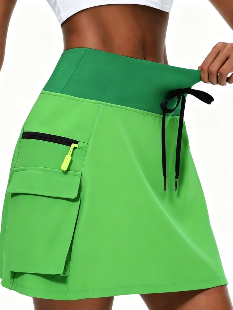 Jupe courte stretch confortable avec short intégré pour femme