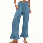 Pantalon large bohème avec ourlet à volants
