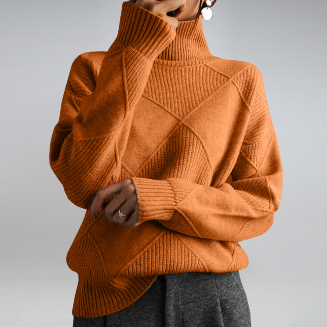 Pull à col roulé en tricot géométrique confortable