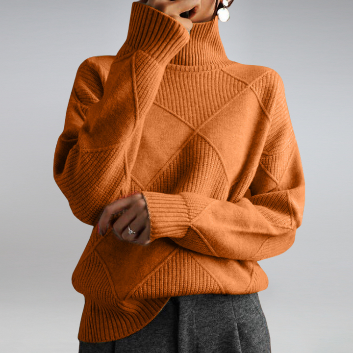 Pull à col roulé en tricot géométrique confortable